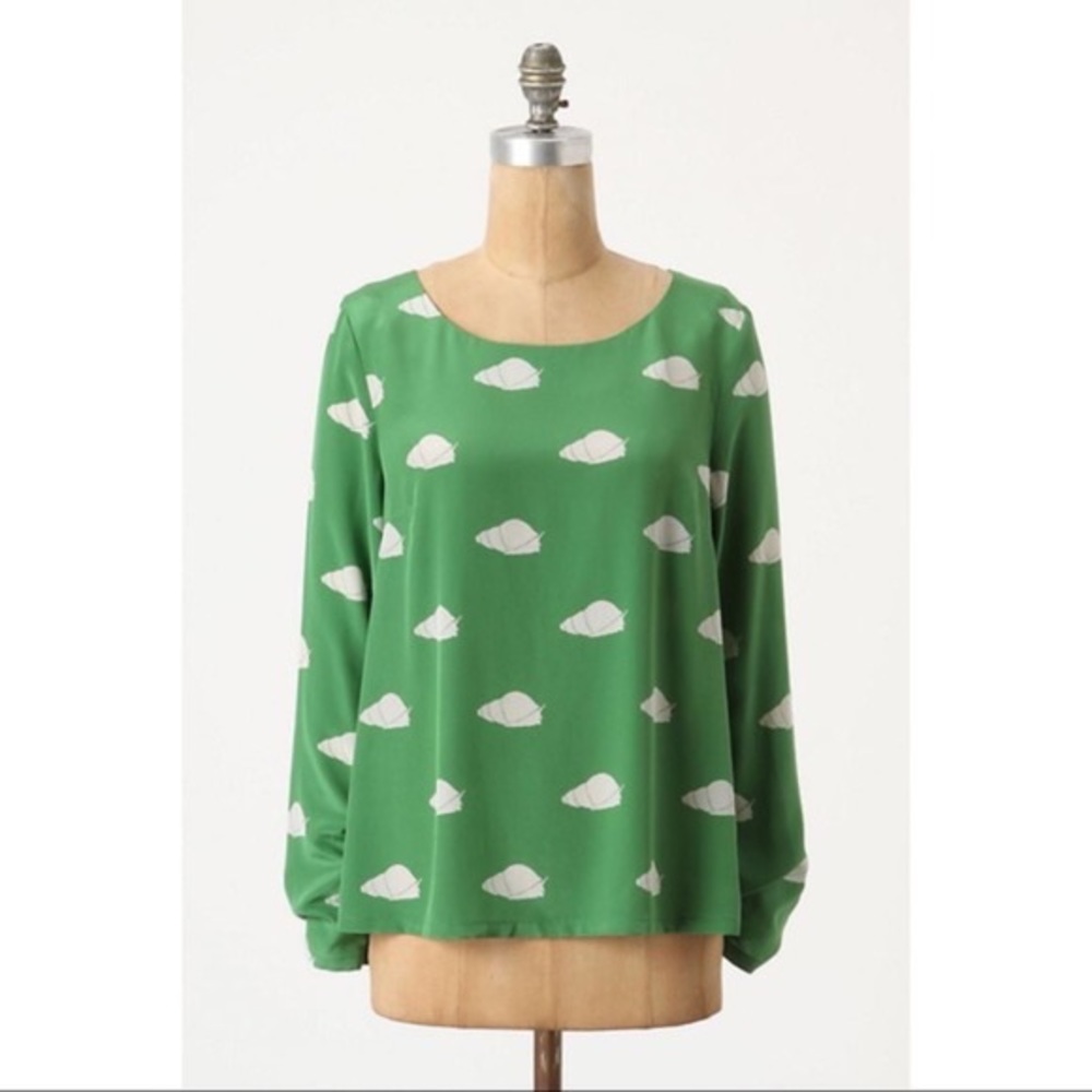 Anthropologie Charlotte Taylor In Clouds Silk Snail Print